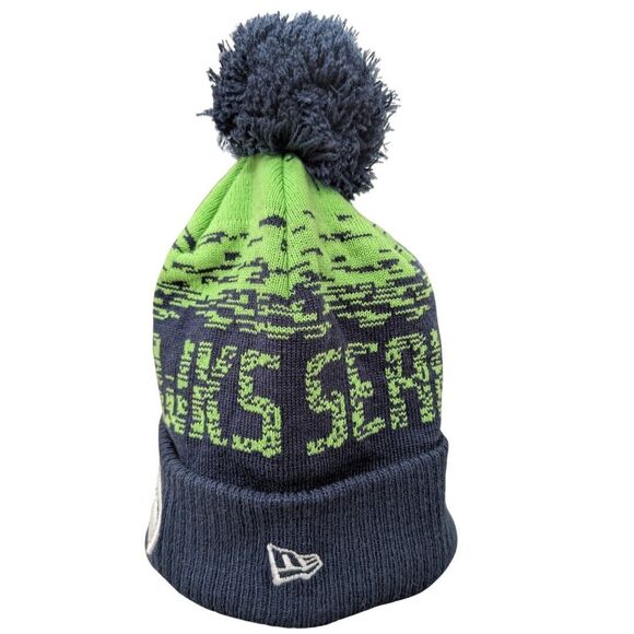 Seattle Seahawks New Era NFL Pom Pom Knit‎ Fleece Lined Beanie Hat One Size - Picture 5 of 10